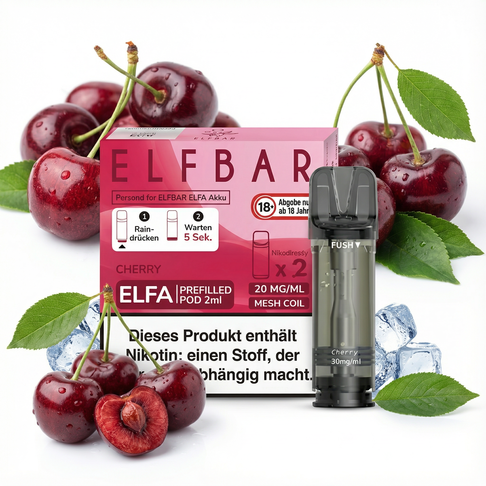 2x Elfbar ELFA Cherry 20mg Pods