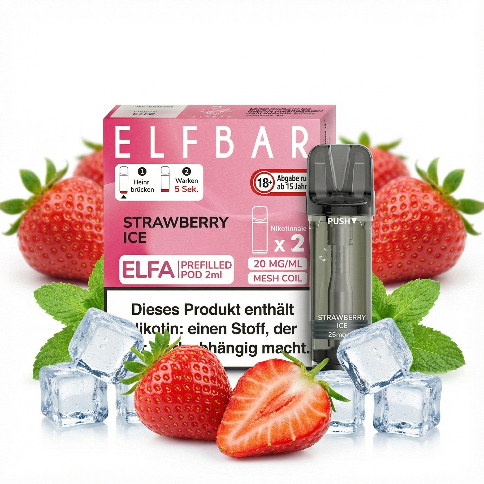 2x Elfbar ELFA Strawberry Ice 20mg