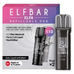 2x Elfbar ELFA Turbo 1,1 Ω Leerpods