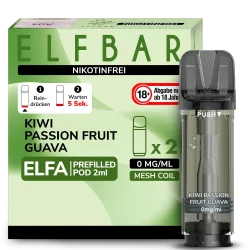 2x Elfbar ELFA Kiwi Passion Fruit Guava 0mg Pods